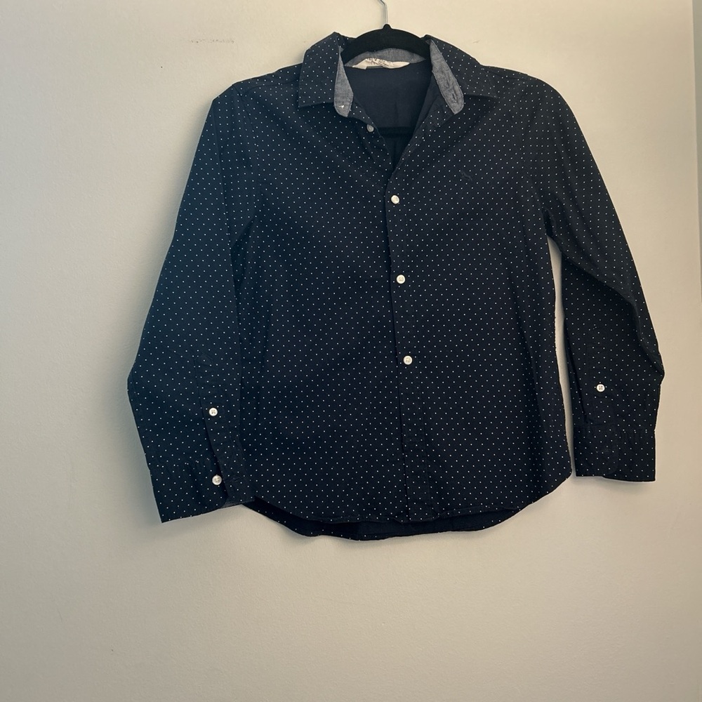 H&M Boys size 12- Black Polka Dot Shirt